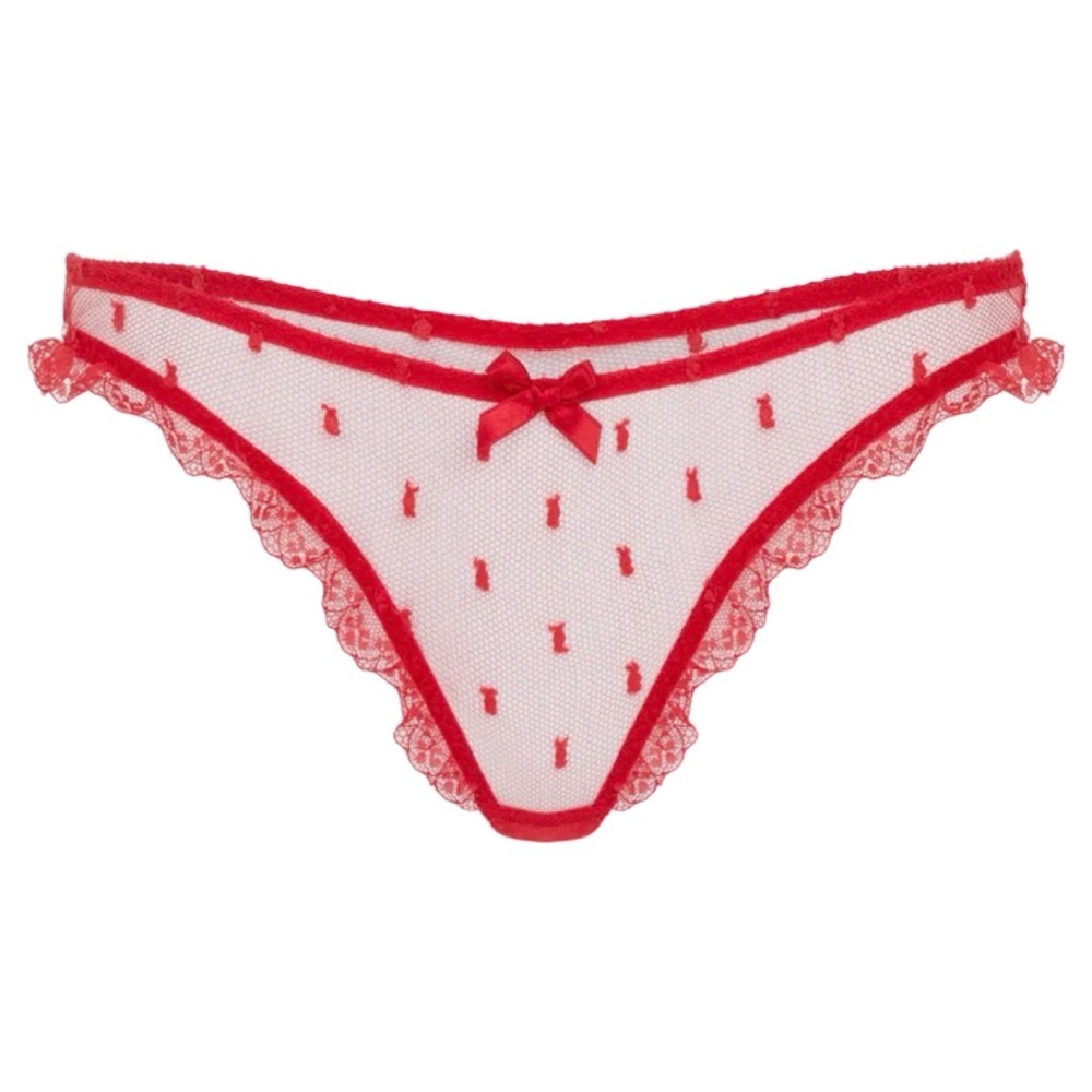NWT AGENT PROVOCATEUR Madelina Red Lace Sheer Thong in AP Size 4 (US 8) - Picture 2 of 13